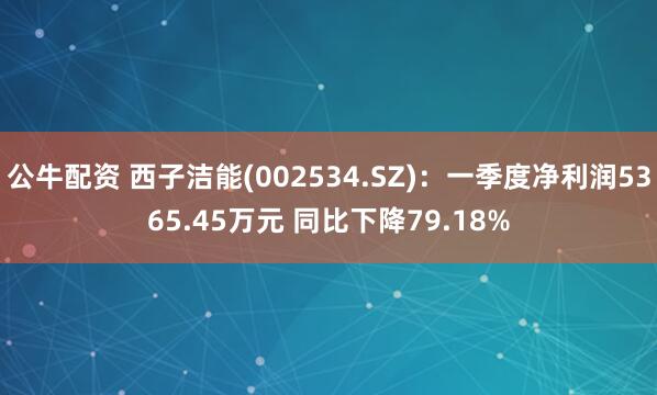 公牛配资 西子洁能(002534.SZ)：一季度净利润5365.45万元 同比下降79.18%